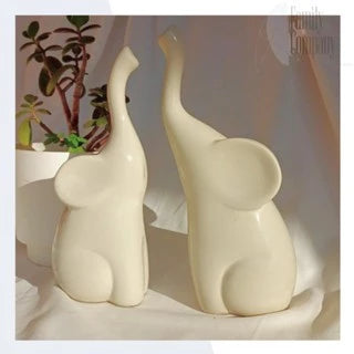 Dupla Elefantes Decorativos de Cerâmica